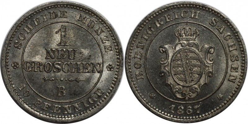Altdeutsche Münzen und Medaillen, SACHSEN. Johann (1854-1873). 1 Neugroschen 186...