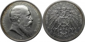 Deutsche Münzen und Medaillen ab 1871, REICHSSILBERMÜNZEN, Baden, Friedrich I (1852-1907). 5 Mark 1902 G, Silber. Jaeger 33. Sehr schön, Kratzer.