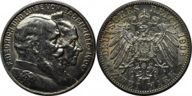 Deutsche Münzen und Medaillen ab 1871, REICHSSILBERMÜNZEN, Baden, Friedrich I (1852-1907). 2 Mark 1906 G, Silber. Jaeger 34. Vorzüglich. Kl.Kratzer....