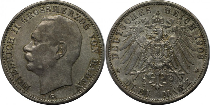 Deutsche Münzen und Medaillen ab 1871, REICHSSILBERMÜNZEN, Baden, Friedrich II (...