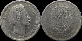 Deutsche Münzen und Medaillen ab 1871, REICHSSILBERMÜNZEN, Bayern, Ludwig II (1864-1886). 5 Mark 1875 D, Silber. Jaeger 42. Schön