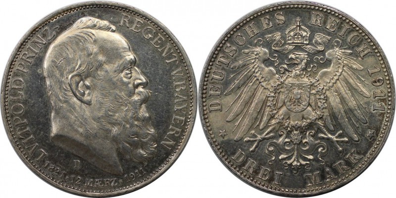 Deutsche Münzen und Medaillen ab 1871, REICHSSILBERMÜNZEN, Bayern. Luitpold (188...