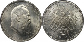 Deutsche Münzen und Medaillen ab 1871, REICHSSILBERMÜNZEN, Bayern, Luitpold (1886-1912). 5 Mark 1911 D, Silber. KM 999. NGC MS-64