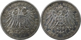 Deutsche Münzen und Medaillen ab 1871. REICHSSILBERMÜNZEN. Lübeck. Freie Stadt. 3 Mark 1911 A. Silber. Jaeger 82. Sehr Schön-Vorzüglich. Kratzer