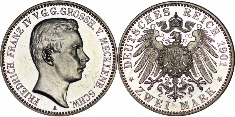 Deutsche Münzen und Medaillen ab 1871, REICHSSILBERMÜNZEN, Mecklenburg-Schwerin....
