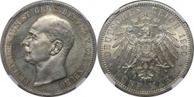 Deutsche Münzen und Medaillen ab 1871, REICHSSILBERMÜNZEN, Oldenburg, Friedrich August (1900-1918). 5 Mark 1900 A, Silber. KM 203. Jaeger 95. NGC MS-6...