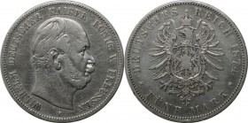Deutsche Münzen und Medaillen ab 1871, REICHSSILBERMÜNZEN, Preußen, Wilhelm I (1861-1888). 5 Mark 1874 A, Silber. Jaeger 97A. Sehr schön