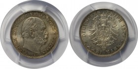 Deutsche Münzen und Medaillen ab 1871, REICHSSILBERMÜNZEN, Preußen. Wilhelm I (1861 - 1888). 2 Mark 1876 A, Silber. Jaeger 96. NGC MS-64