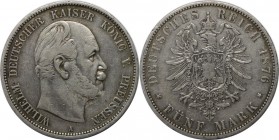 Deutsche Münzen und Medaillen ab 1871, REICHSSILBERMÜNZEN, Preußen, Wilhelm I (1861-1888). 5 Mark 1876 A, Silber. Jaeger 97A. Sehr schön
