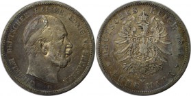 Deutsche Münzen und Medaillen ab 1871, REICHSSILBERMÜNZEN, Preußen, Wilhelm I (1861-1888). 5 Mark 1876 B, Silber. Sehr schön