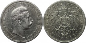 Deutsche Münzen und Medaillen ab 1871, REICHSSILBERMÜNZEN, Preußen, Wilhelm II (1888-1918). 5 Mark 1900 A, Silber. Jaeger 104. Sehr schön