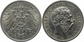 Deutsche Münzen und Medaillen ab 1871, REICHSSILBERMÜNZEN, Sachsen, Albert (1873-1902). 2 Mark 1902 E, auf seinen Tod. Silber. Jaeger 127. Vorzüglich-...