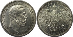 Deutsche Münzen und Medaillen ab 1871, REICHSSILBERMÜNZEN, Schwarzburg-Sondershausen. Karl Günther (1880-1909).3 Mark 1909 A, Silber. Jaeger 170. Vorz...
