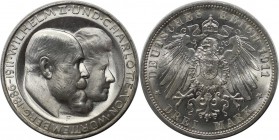 Deutsche Münzen und Medaillen ab 1871, REICHSSILBERMÜNZEN, Württemberg. Wilhelm II. (1891-1918) zur silbernen Hochzeit. 3 Mark 1911 F, Silber. Jaeger ...