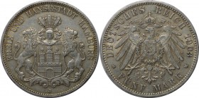 Deutsche Münzen und Medaillen ab 1871, REICHSSILBERMÜNZEN, Hamburg. Freie und Hansestadt Hamburg. 5 Mark 1903 J, Silber. Jaeger 65. Sehr schön