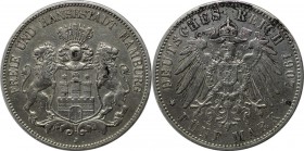 Deutsche Münzen und Medaillen ab 1871, REICHSSILBERMÜNZEN, Hamburg. Freie und Hansestadt Hamburg. 5 Mark 1907 J, Silber. Jaeger 65. Sehr schön