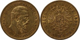 Deutsche Münzen und Medaillen ab 1871, REICHSGOLDMÜNZEN. Preussen, Friedrich III (1888-1888). 20 Mark 1888 A, Vs: Kopf n.r. / Rs: Gekronter Reichsadle...