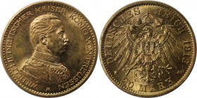 Deutsche Münzen und Medaillen ab 1871, REICHSGOLDMÜNZEN, Preußen, Wilhelm II (1888-1918). 20 Mark 1913 A, Vs: Brustbild n.r. / Rs: Gekronter Reichsadl...