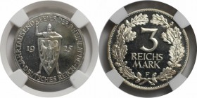 Deutsche Münzen und Medaillen ab 1871, WEIMARER REPUBLIK. Rheinlande. 3 Mark 1925 F. Silber. Jaeger 321. NGC PF-64 Cameo.