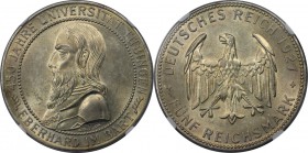 Deutsche Münzen und Medaillen ab 1871, REICHSSILBERMÜNZEN. Universität Tübingen. 5 Mark 1927 F, Silber. Jaeger 329. NGC MS-63