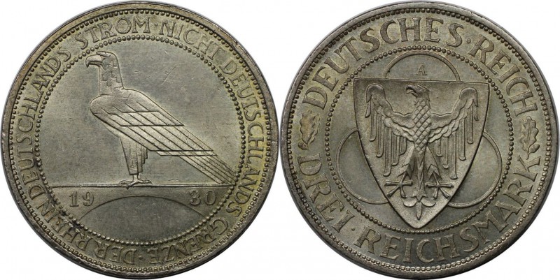 Deutsche Münzen und Medaillen ab 1871, WEIMARER REPUBLIK. 3 Reichsmark 1930 A. S...
