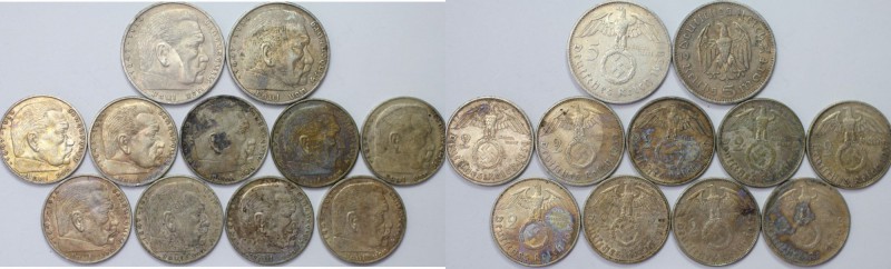 Deutsche Münzen und Medaillen ab 1871, LOTS UND SAMMLUNGEN. 3. REICH. 2 x 5 Mark...