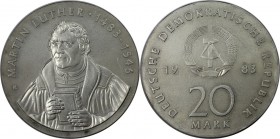 Deutsche Münzen und Medaillen ab 1945, Deutsche Demokratische Republik bis 1990. Zum 500. Geburtstag von Martin Luthe. 20 Mark 1983 A, Silber. Jaeger ...