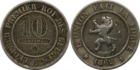 Europäische Münzen und Medaillen, Belgien / Belgium. Leopold I (1830-1865). 10 Centimes 1862, Kupfer-Nickel. KM 22. Sehr schön