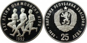 Europäische Münzen und Medaillen, Bulgarien / Bulgaria. Olympische Spiele in Barcelona 1992 - Marathon. 25 Leva 1990, Silber. KM 1896. Polierte Platte...