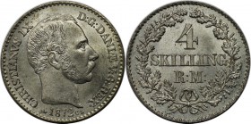 Europäische Münzen und Medaillen, Dänemark / Denmark. DÄNEMARK KÖNIGREICH. Frederik VII (1848-1863). 4 Skilling 1872, Kopenhagen. Münzmeister Diderik ...