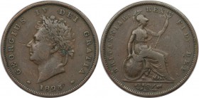 Europäische Münzen und Medaillen, Großbritannien / Vereinigtes Königreich / UK / United Kingdom. George IV. Penny 1825, Kupfer. KM 693. Schön-sehr sch...