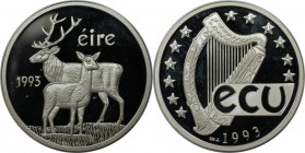 Europäische Münzen und Medaillen, Irland / Ireland. Hirsch. Ecu 1993, Silber. Polierte Platte