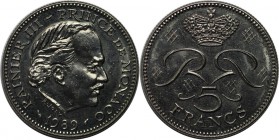 Europäische Münzen und Medaillen, Monaco. Rainier III. 5 Francs 1989, Kupfer-Nickel. KM 150. Stempelglanz