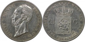 Europäische Münzen und Medaillen, Niederlande / Netherlands. Wilhelm II. (1840-1849). 2-1/2 Gulden 1847, Silber. KM 69. Sehr schön-vorzüglich, Randfeh...