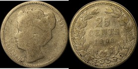Europäische Münzen und Medaillen, Niederlande / Netherlands. Wilhelmina I (1890-1948). 25 Cents 1903, Silber. KM 120.2. Schön