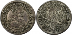 Europäische Münzen und Medaillen, Polen / Poland. Johann Kasimir (1649 - 1668). 6 Groschen 1665 AT, Silber. Kopicki 1677. Fast Vorzüglich. Patina. Sel...