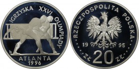 Europäische Münzen und Medaillen, Polen / Poland. Olympische Spiele in Atlanta 1996 - Ringen. 20 Zloty 1995, Silber. 0.92 OZ. KM Y#304. Polierte Platt...