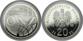 Europäische Münzen und Medaillen, Polen / Poland. UNO Fischer. 20 Zloty 1995, Silber. 1 OZ. KM Y#291. Polierte Platte