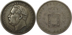 Europäische Münzen und Medaillen, Portugal. PORTUGIESISCHE BESITZUNGEN. India-Portuguese. 1 Rupia 1881, Silber. 0.34 OZ. KM 312. Sehr schön