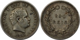Europäische Münzen und Medaillen, Portugal. Carlos I. 200 Reis 1903, Silber. 0.15 OZ. KM 534. Sehr schön
