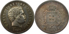 Europäische Münzen und Medaillen, Portugal. Carlos I. 500 Reis 1896, Silber. 0.37 OZ. KM 535. Vorzüglich