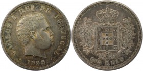 Europäische Münzen und Medaillen, Portugal. Carlos I. 500 Reis 1898, Silber. 0.37 OZ. KM 535. Sehr schön