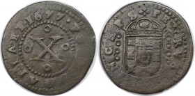 Europäische Münzen und Medaillen, Portugal. 10 Reis 1677, Kupfer. KM 99. Schön