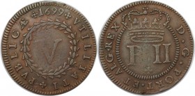 Europäische Münzen und Medaillen, Portugal. 5 Reis 1699, Kupfer. KM 167. Sehr schön-vorzüglich