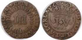 Europäische Münzen und Medaillen, Portugal. 3 Reis 1714, Kupfer. KM 190. Sehr schön
