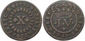 Europäische Münzen und Medaillen, Portugal. 10 Reis 1720, Kupfer. KM 191. Sehr schön