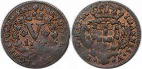 Europäische Münzen und Medaillen, Portugal. 5 Reis 1734, Kupfer. KM 216. Sehr schön