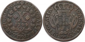 Europäische Münzen und Medaillen, Portugal. 10 Reis 1744, Kupfer. KM 227. Sehr schön