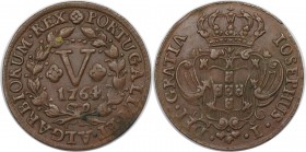 Europäische Münzen und Medaillen, Portugal. 5 Reis 1764, Kupfer. KM 242.2. Sehr schön-vorzüglich