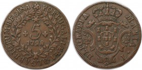 Europäische Münzen und Medaillen, Portugal. PORTUGIESISCHE BESITZUNGEN. AZOREN. Maria I. 5 Reis 1798, Kupfer. KM 9. Sehr schön-vorzüglich